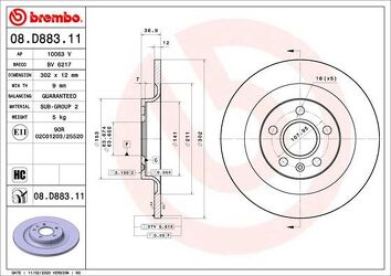 Brembo Prime Line 08.D883.11 <span>тормозной диск полный</span>