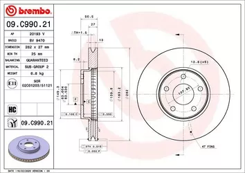 Brembo Prime Line 09.C990.21 <span>тормозной диск вентилируемый</span>
