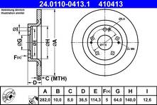 Тормозной диск ATE 24.0110-0413.1 для Honda Civic 10 пок. / 5D / хэтчбек
