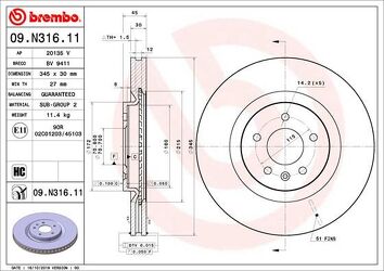 Brembo Prime Line 09.N316.11 <span>тормозной диск вентилируемый</span>