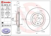 Тормозной диск Brembo Prime Line 09.N316.21 для Opel Insignia B / Country Tourer