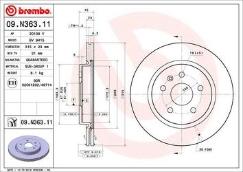 Brembo Prime Line 09.N363.11 <span>тормозной диск вентилируемый</span>