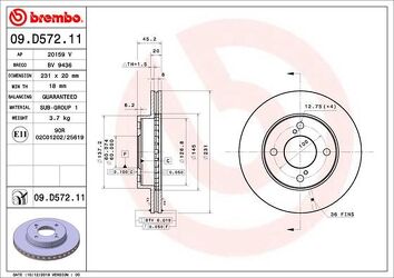 Brembo Prime Line 09.D572.11 <span>тормозной диск вентилируемый</span>