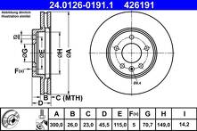 Тормозной диск ATE 24.0126-0191.1 для Opel Insignia B / Country Tourer