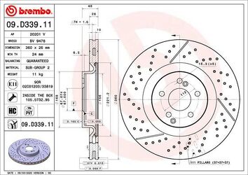 Brembo Prime Line 09.D339.11 <span>тормозной диск вентилируемый</span>