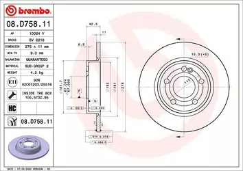 Brembo Prime Line 08.D758.11 <span>тормозной диск полный</span>