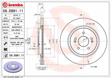 Brembo Prime Line 09.D991.11 <span>тормозной диск вентилируемый</span>