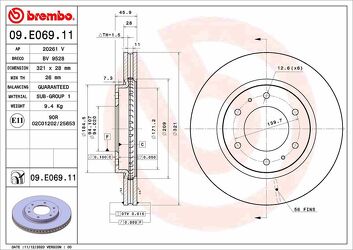 Brembo Prime Line 09.E069.11 <span>тормозной диск вентилируемый</span>