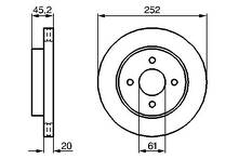 Тормозной диск Bosch 0 986 479 238 для Nissan Almera N15 / седан