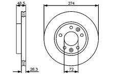 Тормозной диск Bosch 0 986 479 444 для Kia Carnival 2 пок.