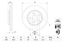 Тормозные диски Bosch 0 986 479 F49 для Toyota C-HR 1 пок.