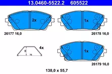 Передние тормозные колодки ATE 13.0460-5522.2 для Mazda 3 BP / хэтчбек