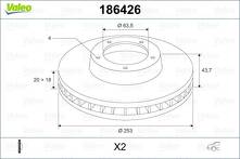 Тормозной диск Valeo 186426 для Ford Mondeo 2 пок. / хэтчбек