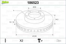 Тормозной диск Valeo 186523 для Volkswagen Lupo 1 пок.