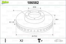 Тормозной диск Valeo 186582 для Audi A8 D3