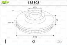 Тормозной диск Valeo 186808 для BMW X5 E53