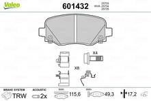 Задние тормозные колодки Valeo 601432 для Jeep Compass 2 пок.